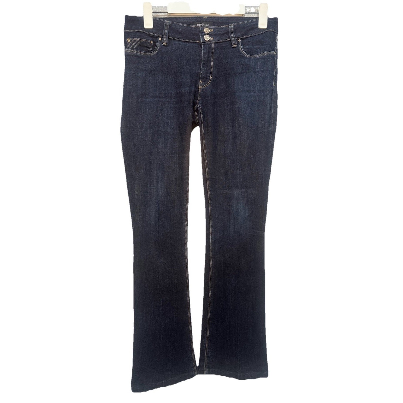 White House Black Market Flare Jeans Women's Size 4s Wide Leg 2 Button & Zip